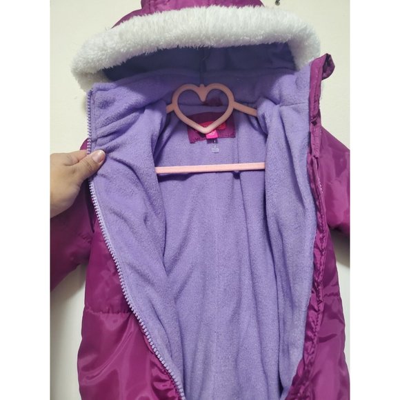 Pink Platinum Baby Girls One Piece Warm Winter Puffer Snowsuit Pram Bunting 12 M - Picture 15 of 16